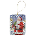 Brown Headed Pionus Parrot with Santa Claus Porcelain Ornament Christmas Tree Hanging Decorations for Home Christmas Holiday, Rectangle, Gift, Multicolor