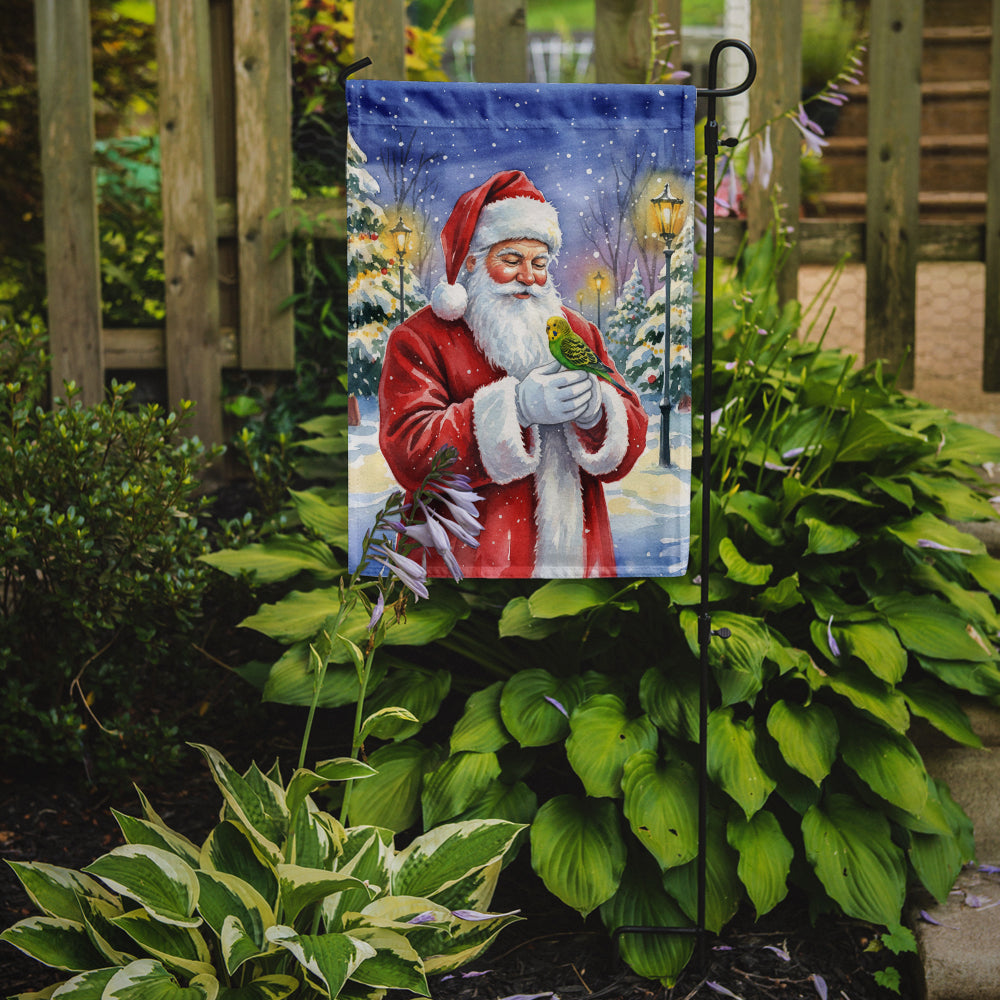 Budgerigar with Santa Claus Garden Flag Mailbox Decorative Yard Banner Outside Patio Artwork for Flower Beds, Garden Size, Multicolor