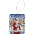 Cardinal with Santa Claus Porcelain Ornament Christmas Tree Hanging Decorations for Home Christmas Holiday, Rectangle, Gift, Multicolor