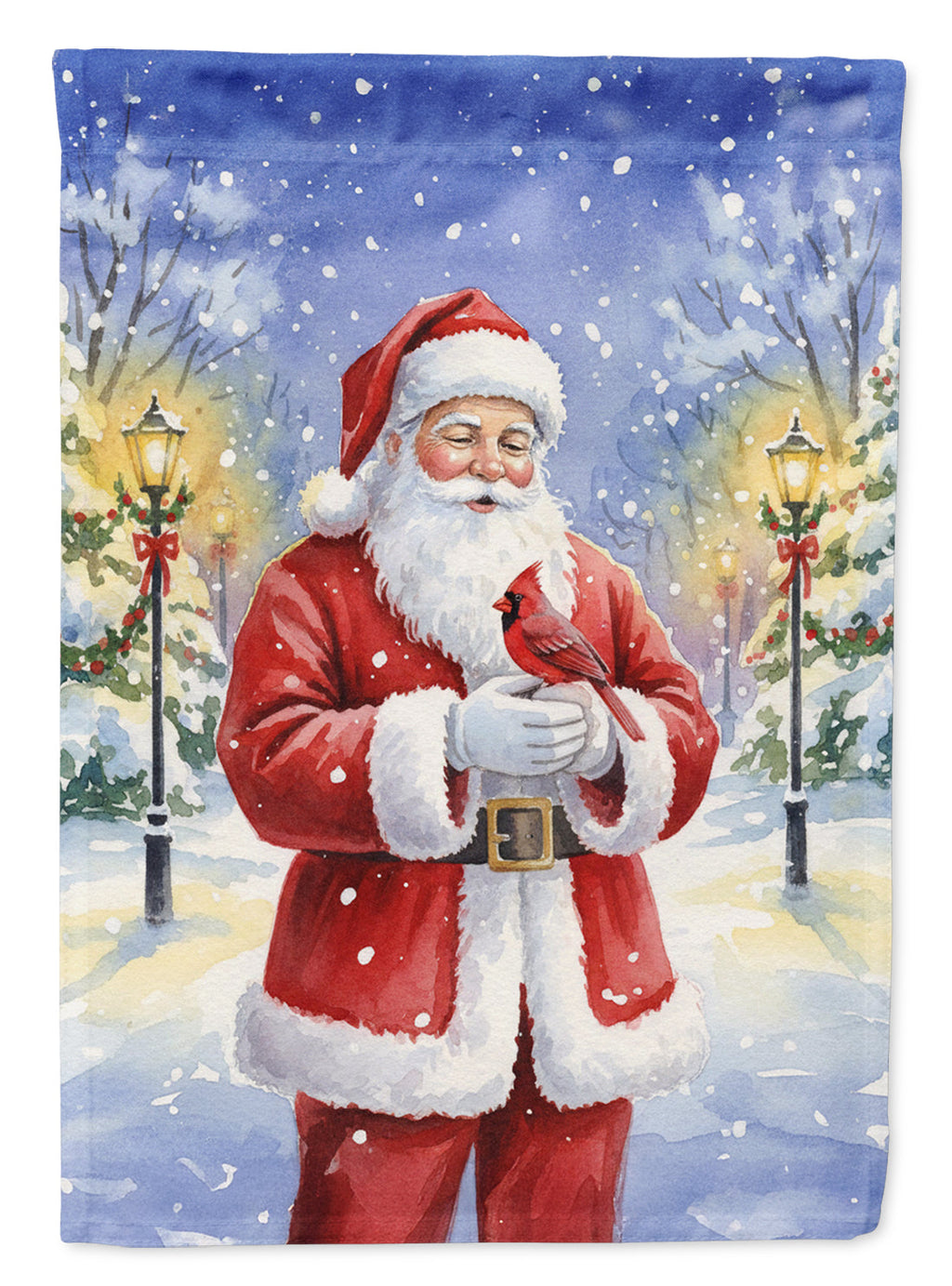 Cardinal with Santa Claus Garden Flag Mailbox Decorative Yard Banner Outside Patio Artwork for Flower Beds, Garden Size, Multicolor