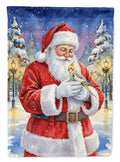 Cockatiel with Santa Claus House Flag 28x40 Porch Sleeve Pole Decorative Outside Yard Banner Artwork Wall Hanging, Polyester