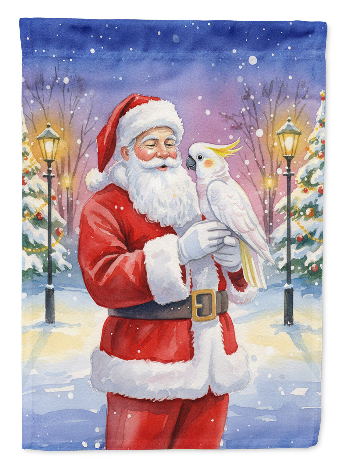 Cockatoo with Santa Claus Garden Flag Mailbox Decorative Yard Banner Outside Patio Artwork for Flower Beds, Garden Size, Multicolor
