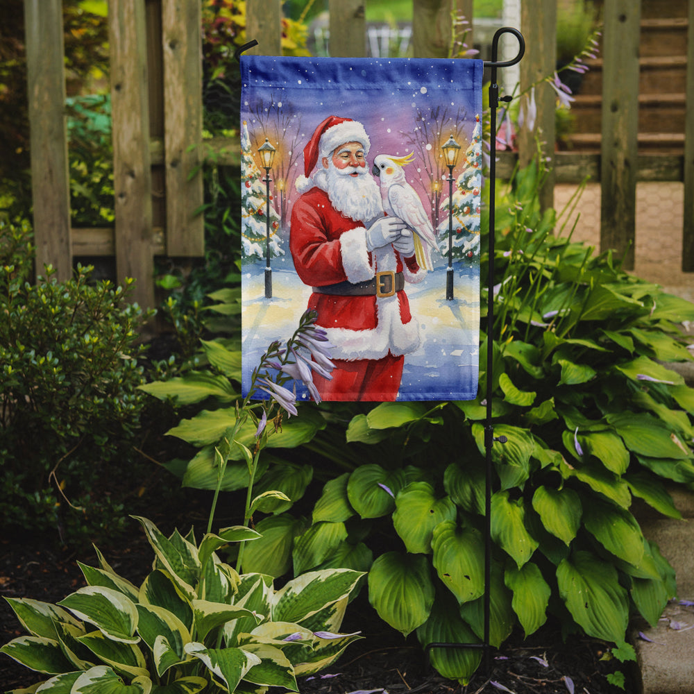 Cockatoo with Santa Claus Garden Flag Mailbox Decorative Yard Banner Outside Patio Artwork for Flower Beds, Garden Size, Multicolor