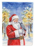 Congo African Grey Parrot with Santa Claus House Flag 28x40 Porch Sleeve Pole Decorative Outside Yard Banner Artwork Wall Hanging, Polyester