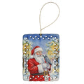 Congo African Grey Parrot with Santa Claus Porcelain Ornament Christmas Tree Hanging Decorations for Home Christmas Holiday, Rectangle, Gift, Multicolor