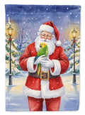 Double Yellow Headed Amazon Parrot with Santa Claus House Flag 28x40 Porch Sleeve Pole Decorative Outside Yard Banner Artwork Wall Hanging, Polyester