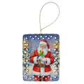 Double Yellow Headed Amazon Parrot with Santa Claus Porcelain Ornament Christmas Tree Hanging Decorations for Home Christmas Holiday, Rectangle, Gift, Multicolor