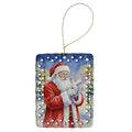 Dove with Santa Claus Porcelain Ornament Christmas Tree Hanging Decorations for Home Christmas Holiday, Rectangle, Gift, Multicolor