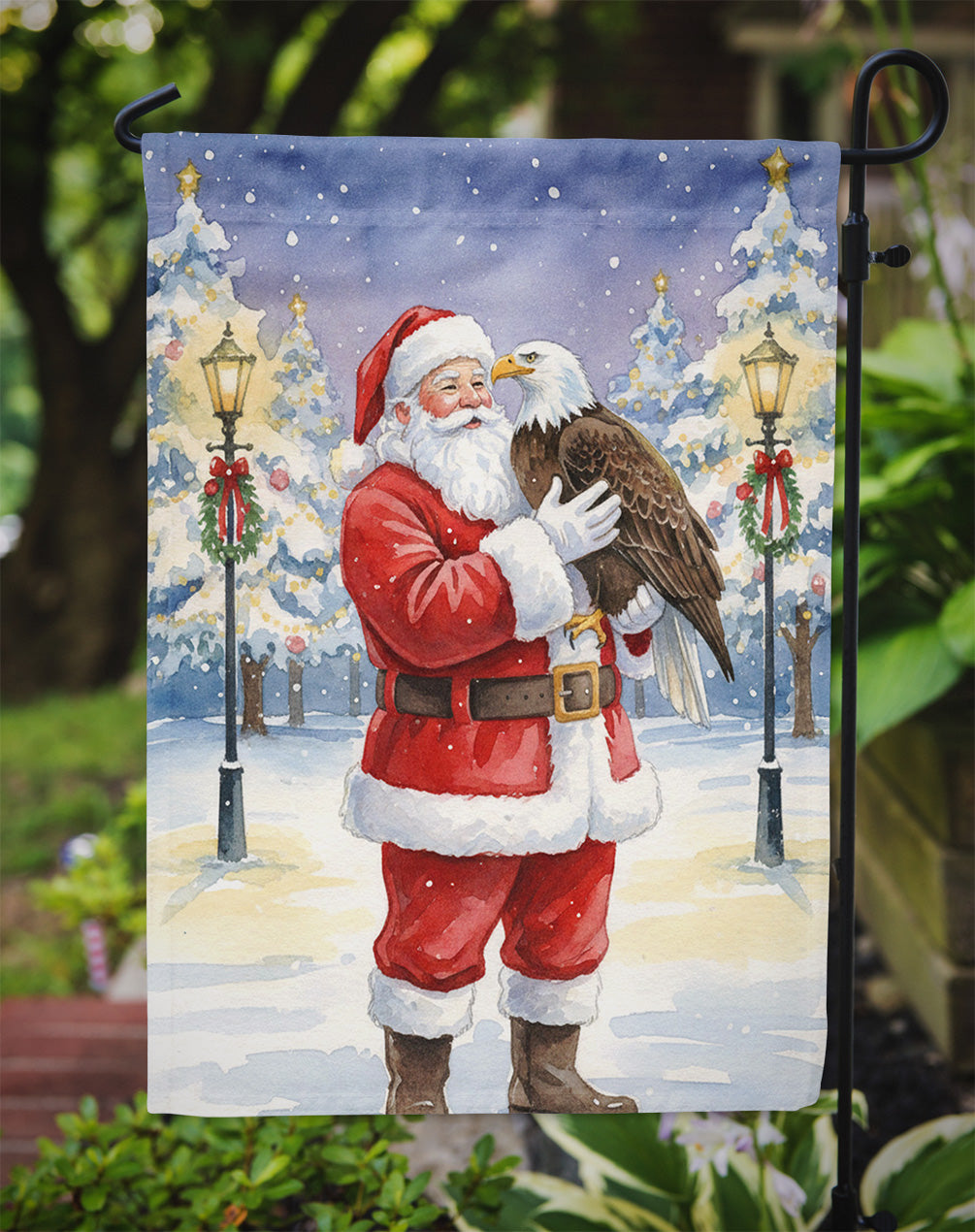 Eagle with Santa Claus Garden Flag Mailbox Decorative Yard Banner Outside Patio Artwork for Flower Beds, Garden Size, Multicolor