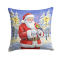 Eastern Rosella with Santa Claus Decorative Throw Pillow 18x18 Indoor Outdoor Accent Cushion, Fabric Cover with Insert for Sofa, Bed, Porch & Living Room