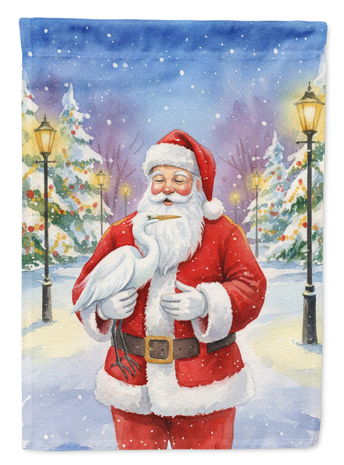 Egret with Santa Claus Garden Flag Mailbox Decorative Yard Banner Outside Patio Artwork for Flower Beds, Garden Size, Multicolor
