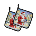 Female Eclectus with Santa Claus Pot Holder Set of 2 Heat Resistant Quilted Hot Pads 7.5 x 7.5 Inch, Insulated Kitchen Trivets for Cooking & Baking