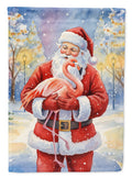 Flamingo with Santa Claus House Flag 28x40 Porch Sleeve Pole Decorative Outside Yard Banner Artwork Wall Hanging, Polyester