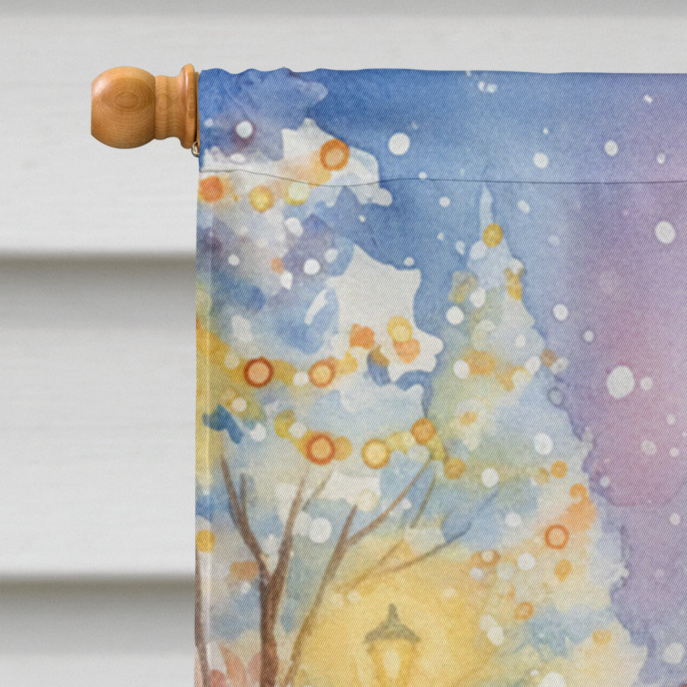 Flamingo with Santa Claus House Flag 28x40 Porch Sleeve Pole Decorative Outside Yard Banner Artwork Wall Hanging, Polyester