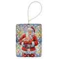 Flamingo with Santa Claus Porcelain Ornament Christmas Tree Hanging Decorations for Home Christmas Holiday, Rectangle, Gift, Multicolor