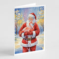 Flamingo with Santa Claus Greeting Cards Pack of 8 Blank Cards with Envelopes Whimsical A7 Size 5x7