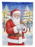 Gouldian Finch with Santa Claus House Flag 28x40 Porch Sleeve Pole Decorative Outside Yard Banner Artwork Wall Hanging, Polyester