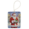 Green Quaker Parrot with Santa Claus Porcelain Ornament Christmas Tree Hanging Decorations for Home Christmas Holiday, Rectangle, Gift, Multicolor