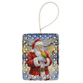 Green Cheeked Conure Parrot with Santa Claus Porcelain Ornament Christmas Tree Hanging Decorations for Home Christmas Holiday, Rectangle, Gift, Multicolor