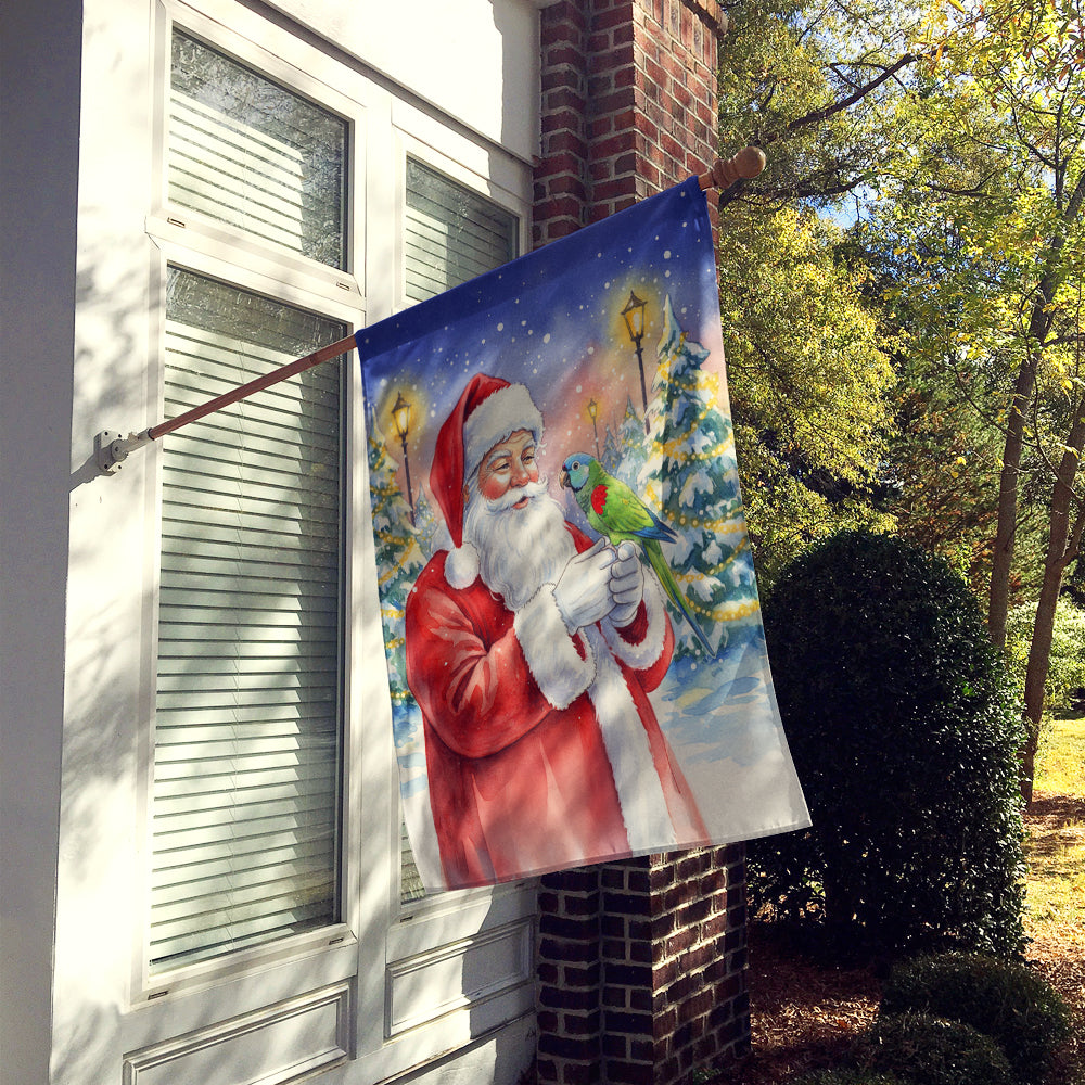Hahn’s Macaw Parrot with Santa Claus House Flag 28x40 Porch Sleeve Pole Decorative Outside Yard Banner Artwork Wall Hanging, Polyester