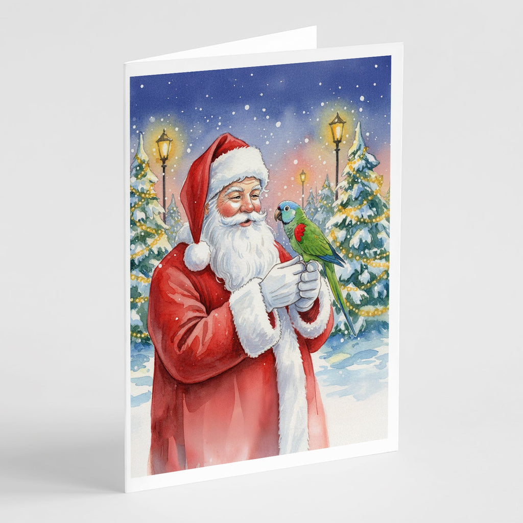 Hahn’s Macaw Parrot with Santa Claus Greeting Cards Pack of 8 Blank Cards with Envelopes Whimsical A7 Size 5x7