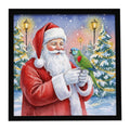 Hahn’s Macaw Parrot with Santa Claus Framed Metal Print Bathroom, Kitchen, Office, Home Decor Wall Art Ready to Hang, Square, 8X8