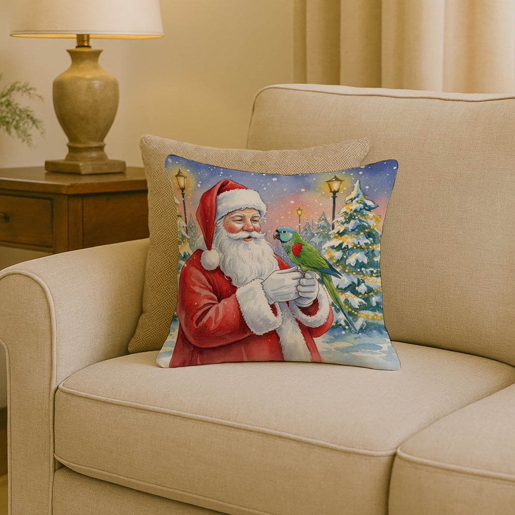 Hahn’s Macaw Parrot with Santa Claus Decorative Throw Pillow 18x18 Indoor Outdoor Accent Cushion, Fabric Cover with Insert for Sofa, Bed, Porch & Living Room