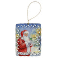 Hummingbird with Santa Claus Porcelain Ornament Christmas Tree Hanging Decorations for Home Christmas Holiday, Rectangle, Gift, Multicolor