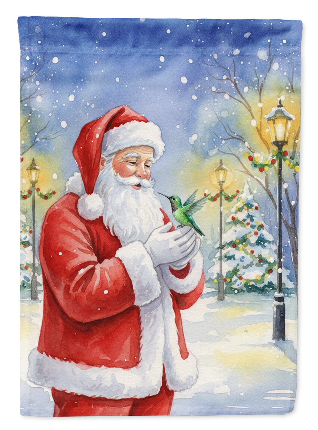 Hummingbird with Santa Claus Garden Flag Mailbox Decorative Yard Banner Outside Patio Artwork for Flower Beds, Garden Size, Multicolor