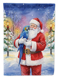 Hyacinth Macaw with Santa Claus Garden Flag Mailbox Decorative Yard Banner Outside Patio Artwork for Flower Beds, Garden Size, Multicolor
