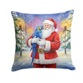 Hyacinth Macaw with Santa Claus Decorative Throw Pillow 18x18 Indoor Outdoor Accent Cushion, Fabric Cover with Insert for Sofa, Bed, Porch & Living Room