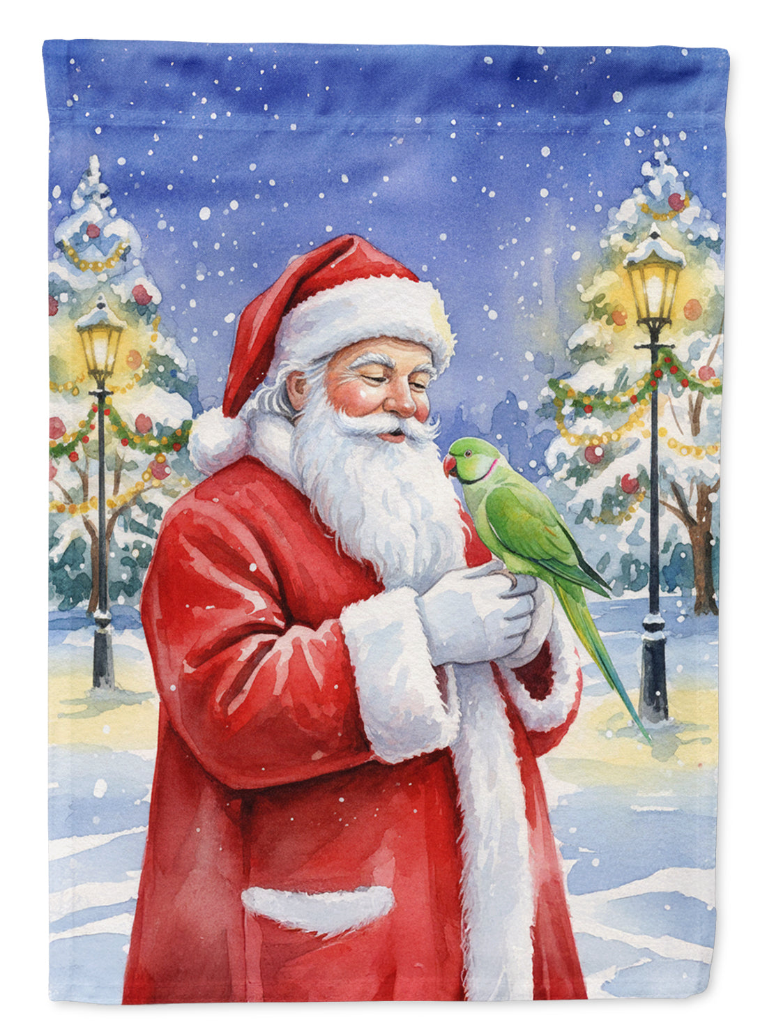 Indian Parakeet with Santa Claus Garden Flag Mailbox Decorative Yard Banner Outside Patio Artwork for Flower Beds, Garden Size, Multicolor