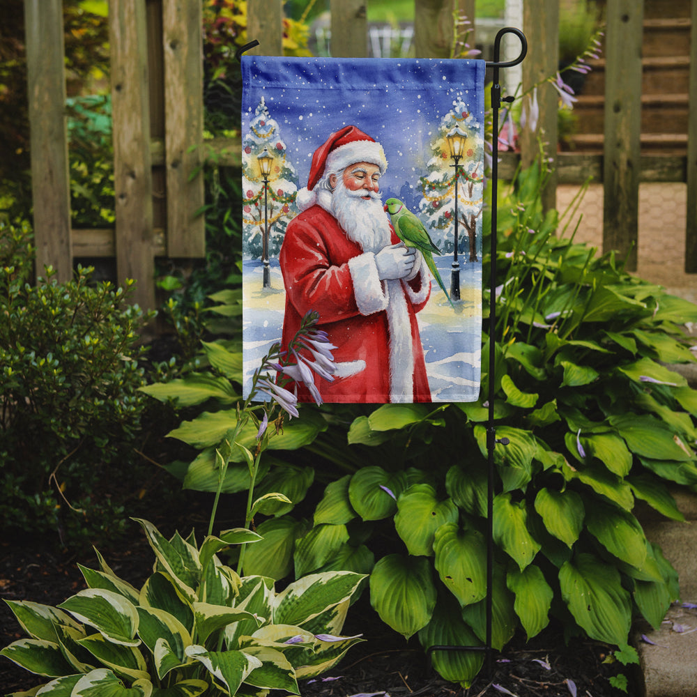 Indian Parakeet with Santa Claus Garden Flag Mailbox Decorative Yard Banner Outside Patio Artwork for Flower Beds, Garden Size, Multicolor