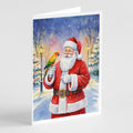Jenday Conure with Santa Claus Greeting Cards Pack of 8 Blank Cards with Envelopes Whimsical A7 Size 5x7