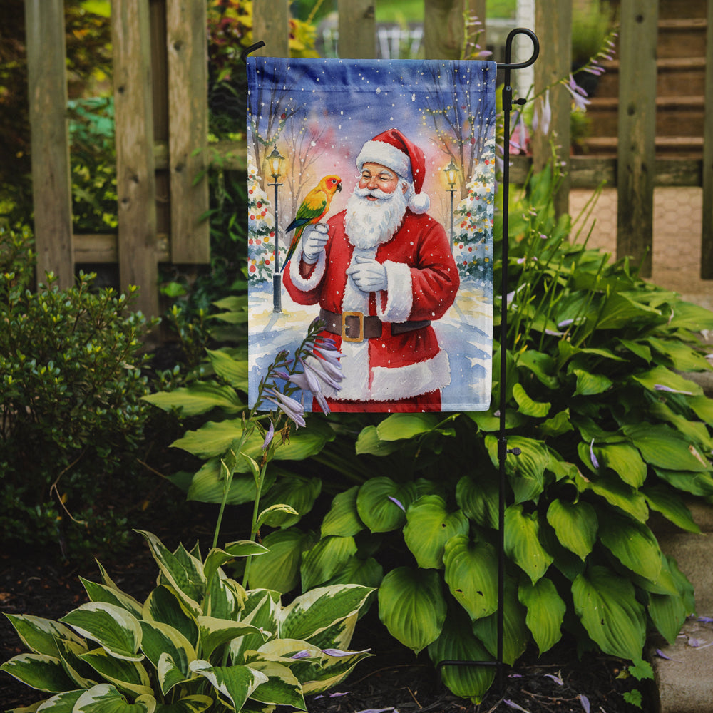 Jenday Conure with Santa Claus Garden Flag Mailbox Decorative Yard Banner Outside Patio Artwork for Flower Beds, Garden Size, Multicolor