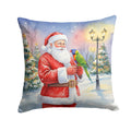 Lorikeet with Santa Claus Decorative Throw Pillow 14x14 Indoor Outdoor Accent Cushion, Fabric Cover with Insert for Sofa, Bed, Porch & Living Room