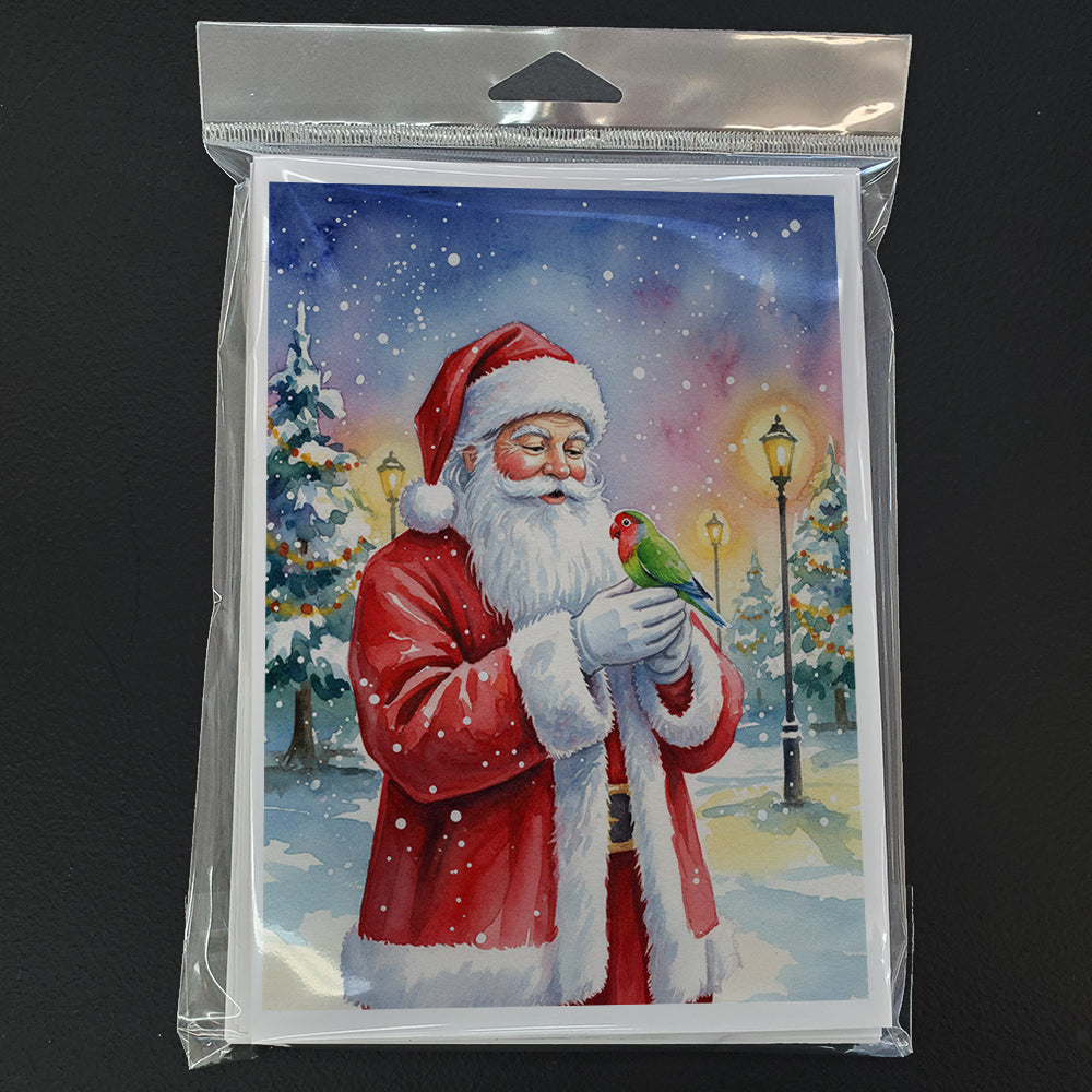 Lovebird with Santa Claus Greeting Cards Pack of 8 Blank Cards with Envelopes Whimsical A7 Size 5x7