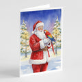 Macaw with Santa Claus Greeting Cards Pack of 8 Blank Cards with Envelopes Whimsical A7 Size 5x7