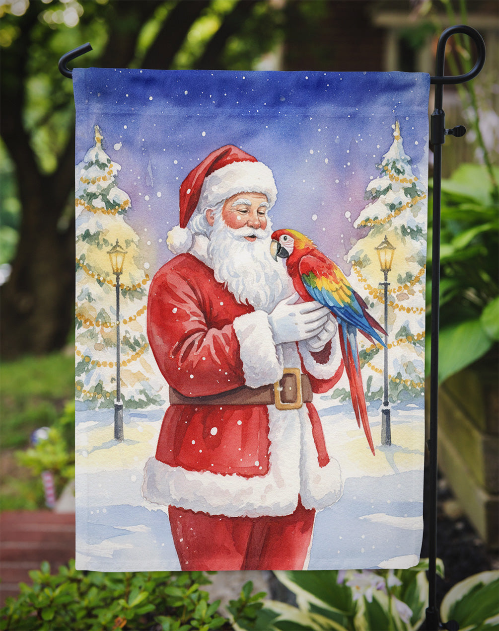 Macaw with Santa Claus Garden Flag Mailbox Decorative Yard Banner Outside Patio Artwork for Flower Beds, Garden Size, Multicolor