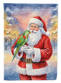 Male Eclectus with Santa Claus House Flag 28x40 Porch Sleeve Pole Decorative Outside Yard Banner Artwork Wall Hanging, Polyester