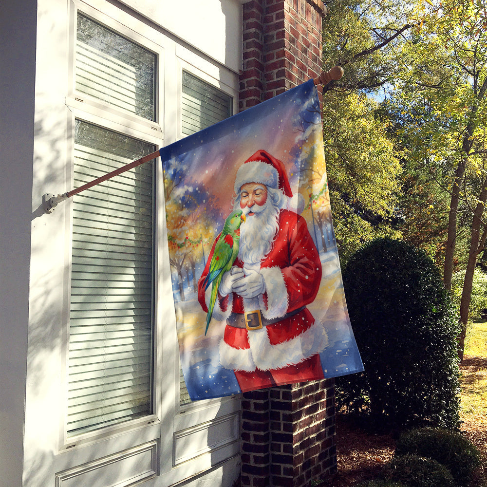 Male Eclectus with Santa Claus House Flag 28x40 Porch Sleeve Pole Decorative Outside Yard Banner Artwork Wall Hanging, Polyester