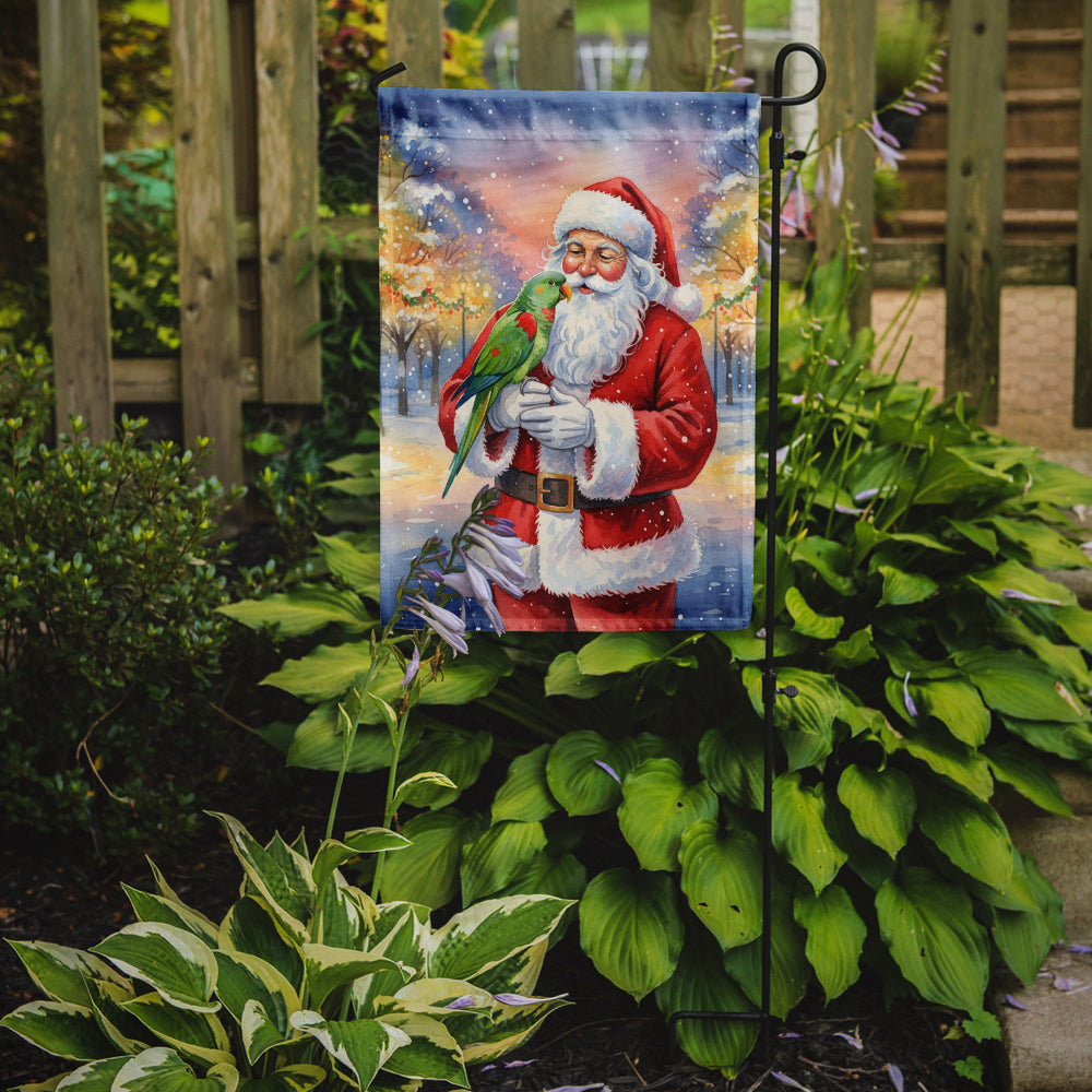 Male Eclectus with Santa Claus Garden Flag Mailbox Decorative Yard Banner Outside Patio Artwork for Flower Beds, Garden Size, Multicolor