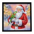 Male Eclectus with Santa Claus Framed Metal Print Bathroom, Kitchen, Office, Home Decor Wall Art Ready to Hang, Square, 8X8