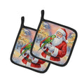 Male Eclectus with Santa Claus Pot Holder Set of 2 Heat Resistant Quilted Hot Pads 7.5 x 7.5 Inch, Insulated Kitchen Trivets for Cooking & Baking