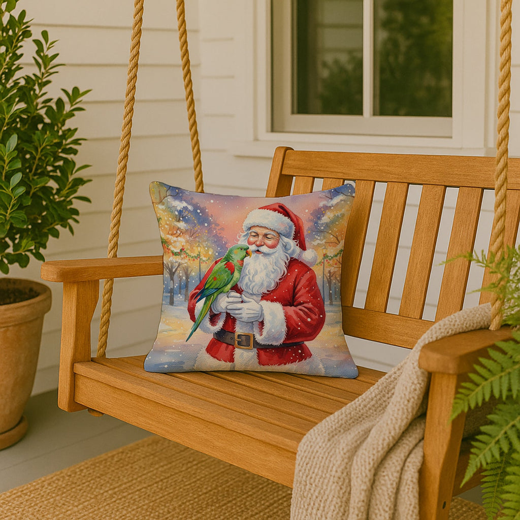 Male Eclectus with Santa Claus Decorative Throw Pillow 18x18 Indoor Outdoor Accent Cushion, Fabric Cover with Insert for Sofa, Bed, Porch & Living Room