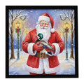 Mallard with Santa Claus Framed Metal Print Bathroom, Kitchen, Office, Home Decor Wall Art Ready to Hang, Square, 8X8