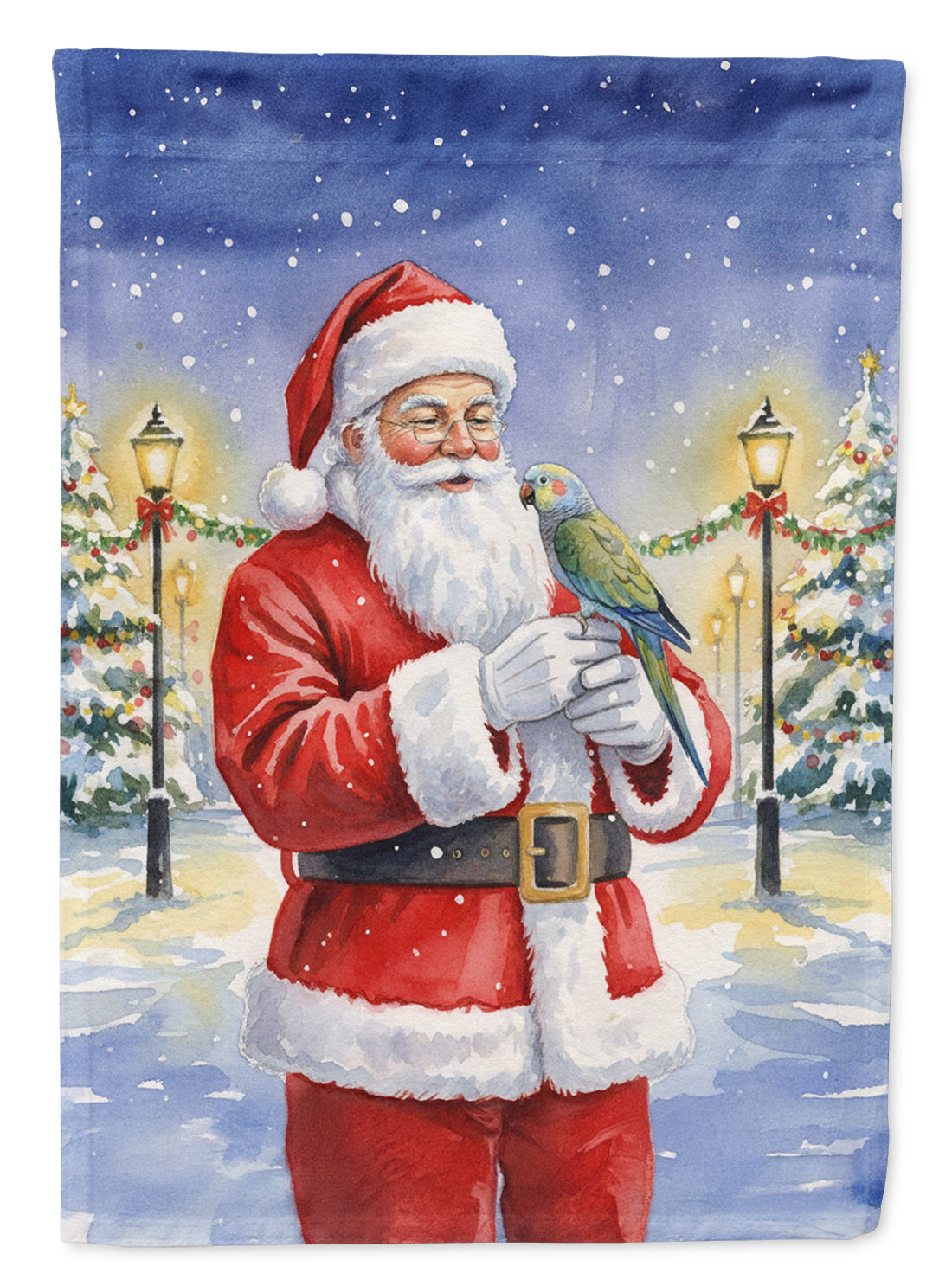 Meyer’s Parrot with Santa Claus Garden Flag Mailbox Decorative Yard Banner Outside Patio Artwork for Flower Beds, Garden Size, Multicolor