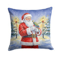Meyer’s Parrot with Santa Claus Decorative Throw Pillow 14x14 Indoor Outdoor Accent Cushion, Fabric Cover with Insert for Sofa, Bed, Porch & Living Room