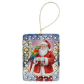 Parrot with Santa Claus Porcelain Ornament Christmas Tree Hanging Decorations for Home Christmas Holiday, Rectangle, Gift, Multicolor
