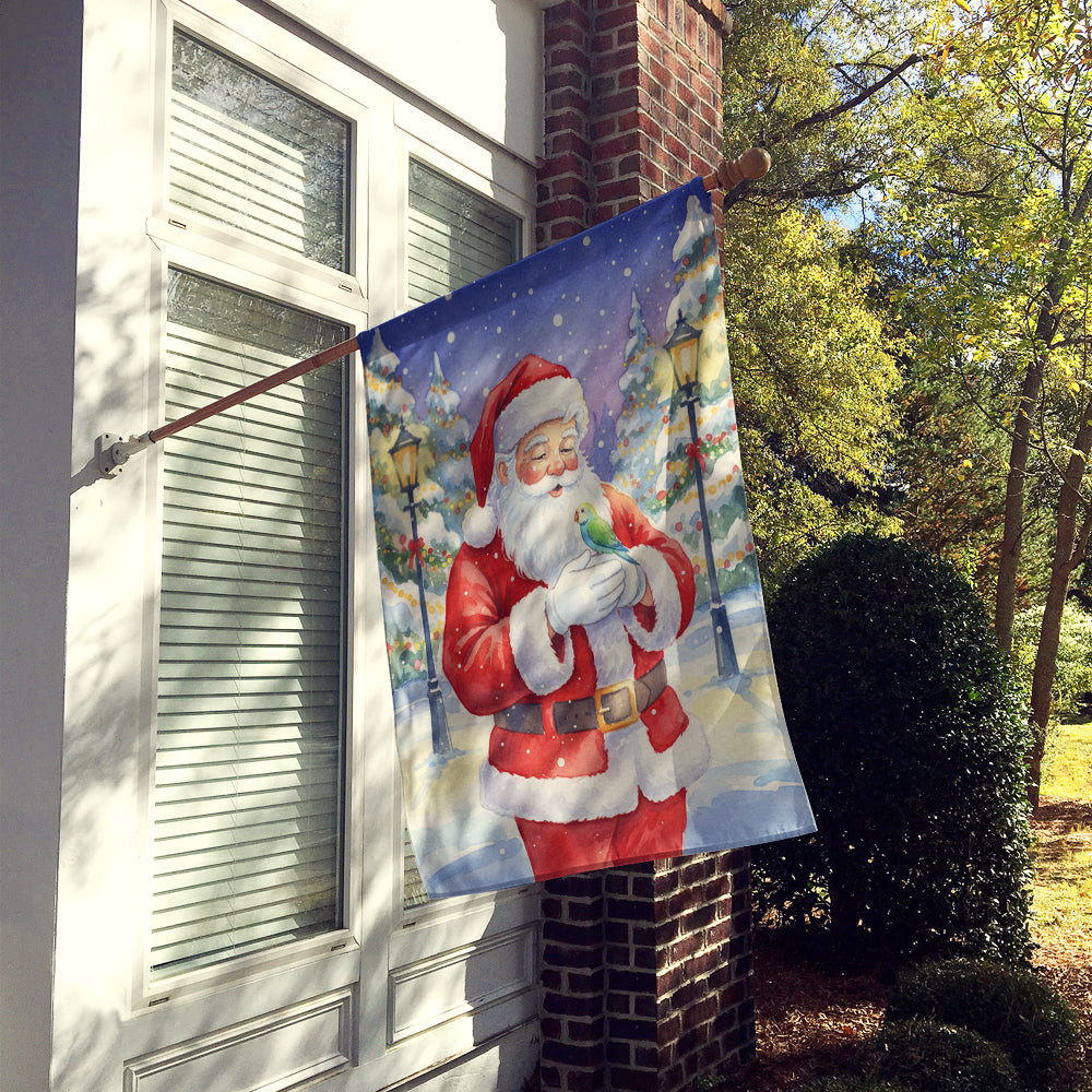 Parrotlet with Santa Claus House Flag 28x40 Porch Sleeve Pole Decorative Outside Yard Banner Artwork Wall Hanging, Polyester